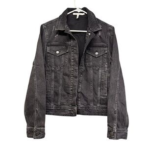 Denim Jacket Avec Les Filles Black Washed Denim Distressed Sz M Fall Winter